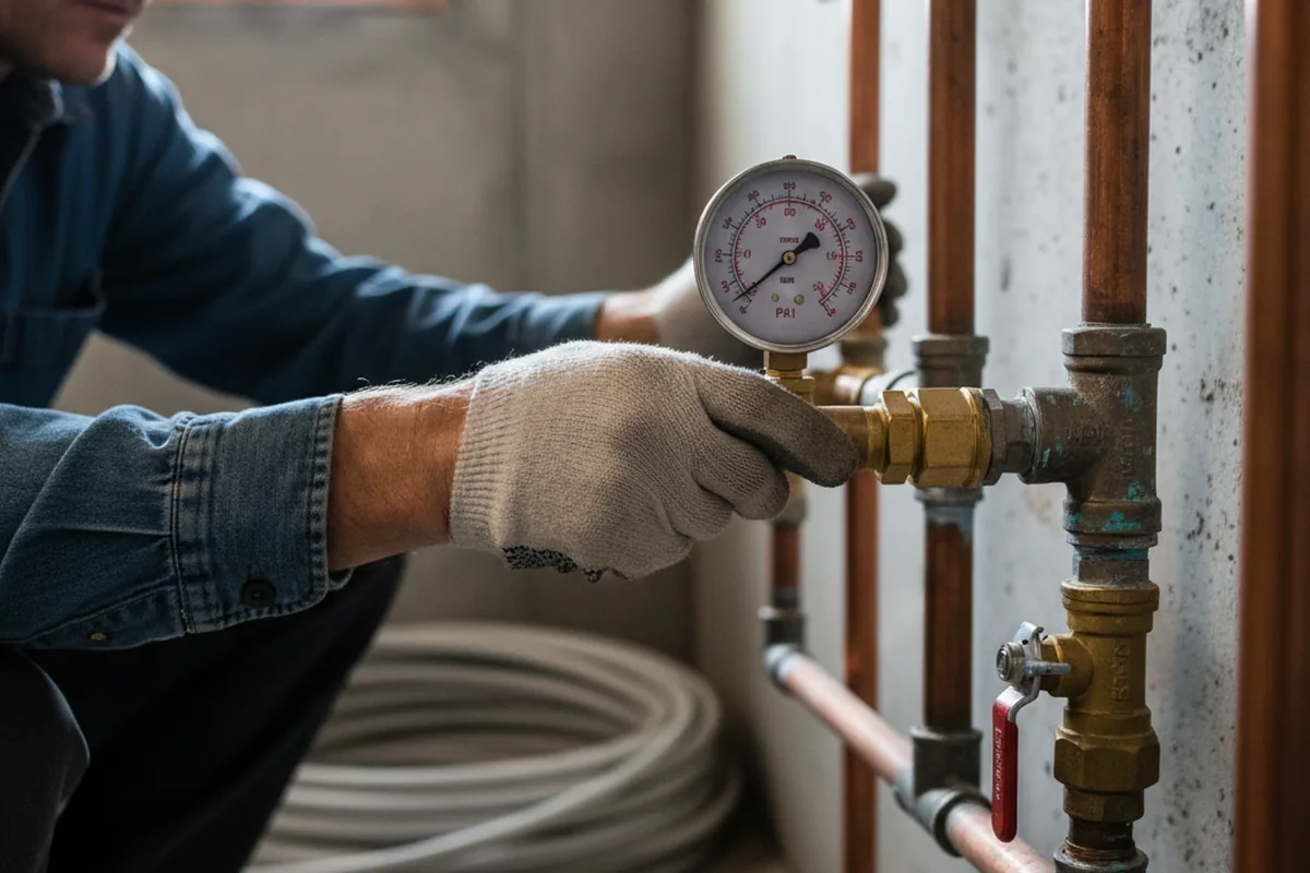 Pressure testing a repaired line during Water Line Repair in Seaside